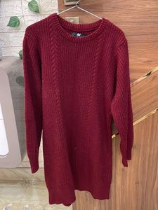 Burgundy Knit Sweater Dress