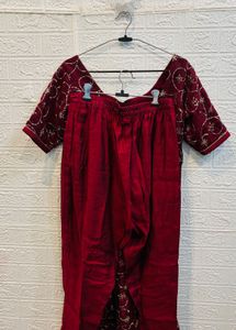 🇮🇳 Maroon Embroidered  Heavy Kurta Set