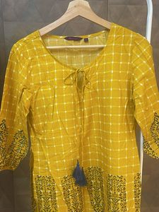 Yellow Checked Kurta
