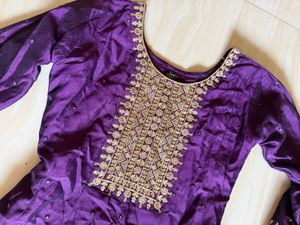 purple long anarkali dress