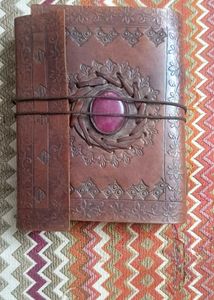 Embossed Leather Journal with Gemstone