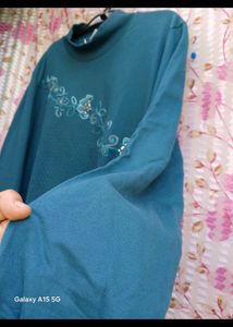 Embroidered Teal Sweater