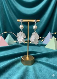 Elegant Pearl &amp; Leaf Drop Earrings