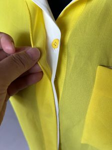 Yello Chiffon Button Down Top
