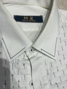 H2 White Patterned Dress Shirt