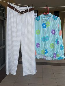 Striped Top & Pants Co-ord Set