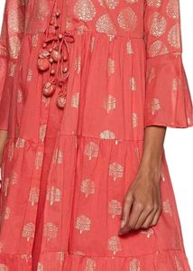 BIBA Elegant Coral Printed Tiered Kurta