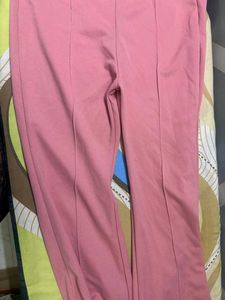 Pink Chain Detail Flare Trousers