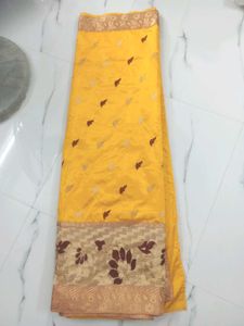 Yellow Banarasi Silk Saree 💛🧡