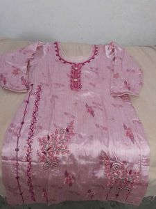 Pink Satin Silk Suit Set( Without Duppatta)