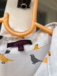 Bird Print Button Down Shirt