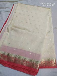 Cream With Red Saree
