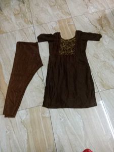 Brown Kurti &amp; Pant Set