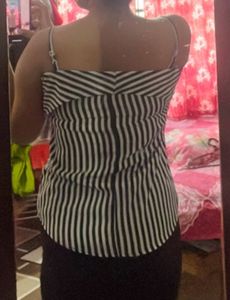 Sassafras Navy Blue Striped Women’s Top