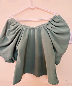 Green Puff Sleeve Top
