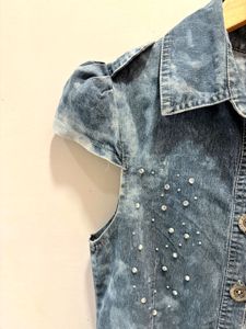Denim Mini Dress with Rhinestones