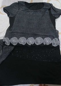 Sparkly Gray & Black Mini Dress