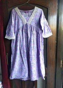 Lavender Floral Dress with Lace Detail