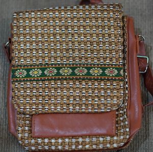 Jute Lather Mobile Sling Bags
