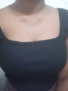 Black Square Neck Top