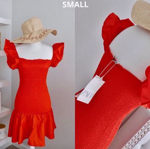 ZARA BRIGHT RED RUFFLED DRESS