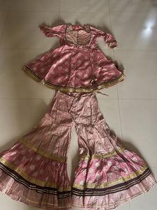 Girls' Pink Ethnic Dress Set