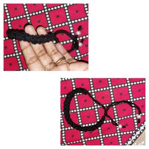 Handmade Black Crochet Bracelet with Pearl Detail