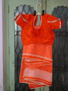 Orange Saree with Blouse