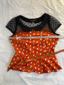 Polka For Cute Peplum Top Size S