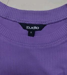 Purple Ribbed Knit Top