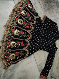 Royal Blue Heavy ✨Embroidery Mirror Work Kurti🤩