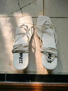 White Block Heel For Women with Tie Up