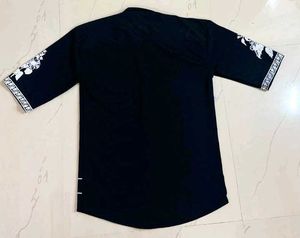Black Graphic Print Downshoulder Shirt