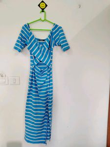 Striped Cutout Midi Dress
