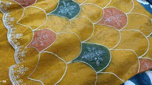 party wear gold crush saree