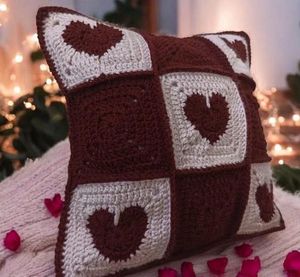 Heart Crochet Throw Pillow
