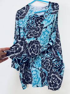 Heavy Discount Skyblue Printed Sweater Cardigan