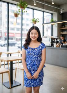 Blue Floral Peplum Dress