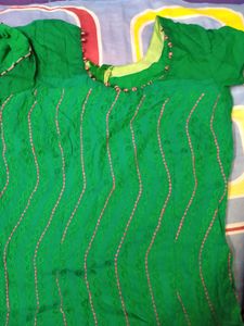 Green Embroidered Kurti