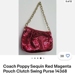 Preloved Coach Poppy Sequin Red Magenta Pouch