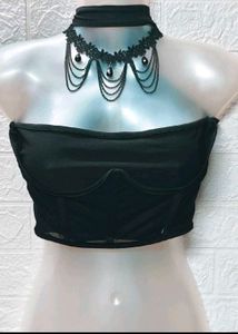 Black Tube Top with Necklace