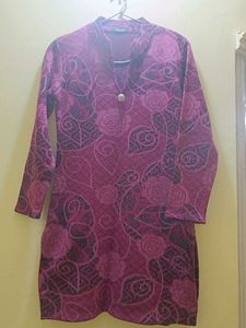 Purplish Pink Woolen Kurta For Women