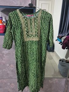 Green Bandhani print Kurta