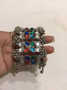 Oxidised Bangle With Ring