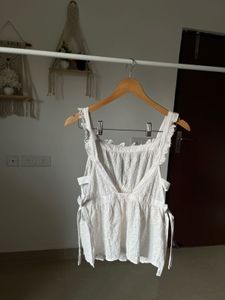 White Eyelet Top with Tie Knot detailing