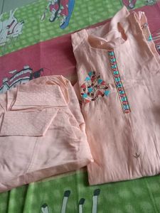 Peach Embroidered Kurta Set