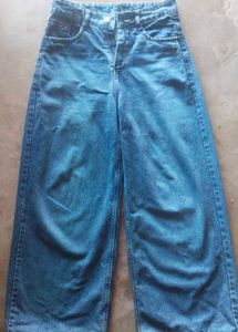 Blue Washed Wide Legged Denim Jeans