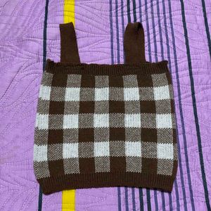 Checkered two piece Knit Cardigan