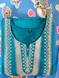 Teal Embroidered Kurta