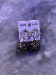 Jhumka Earrings with Diamond Studs